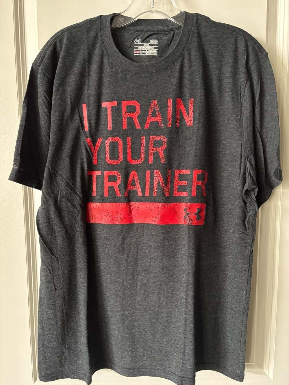 Under Armour HeatGear I Train Your Trainer T-Shirt Charcoal Men's Size Large Sty